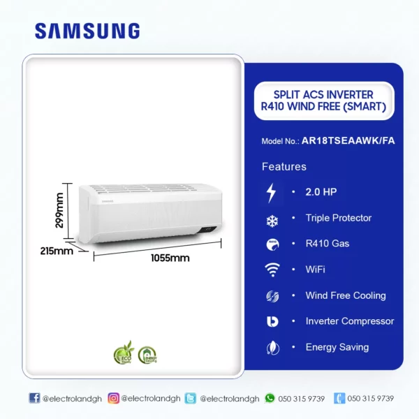 Samsung 2.0Hp Split Ac Inverter R410 Wind Free (Smart) - Image 2