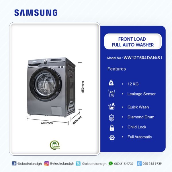 Samsung 12Kg Front Load Full Auto Washer Washing Machine - Image 5