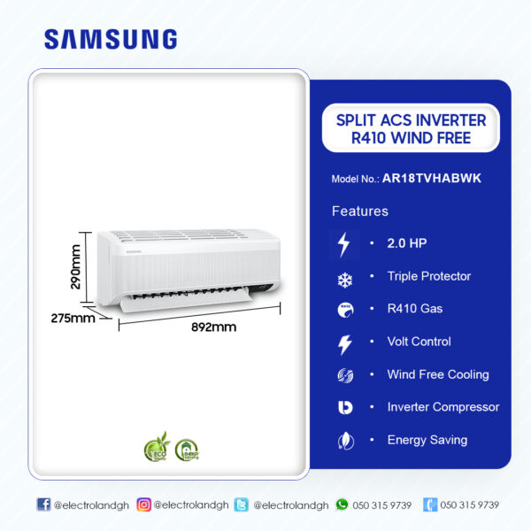 Samsung 2.0Hp Split Ac Inverter R410 Wind Free (Smart) - Image 13