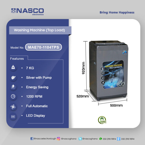 Nasco 7KG Top Load Full Auto Washing Machine - Image 2