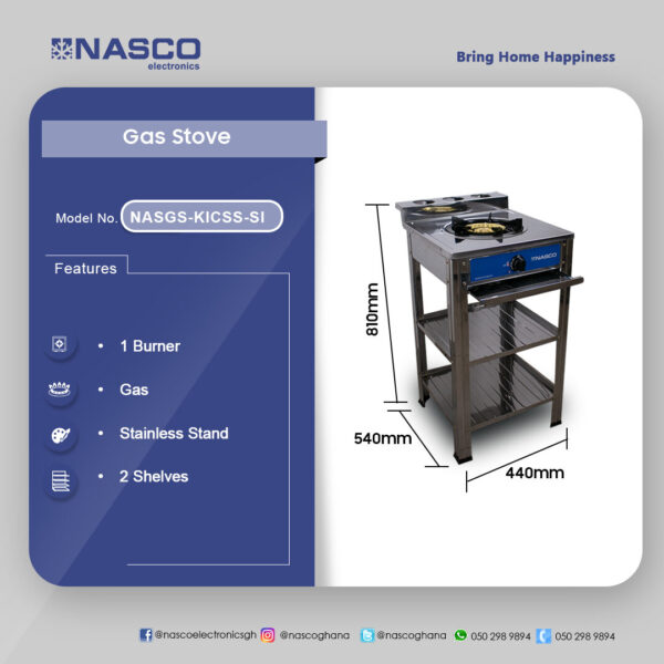 Nasco 1 Burner Gas Sstove 2 Shelve Stand - Image 2