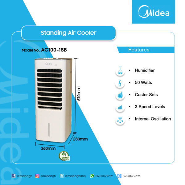 Midea 50Watt Air Cooler White - Image 2