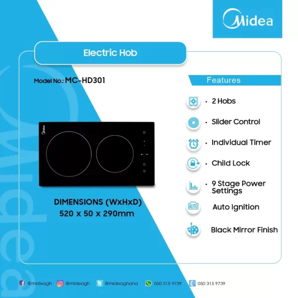 Midea 2 Burner Electric Hob - Image 2
