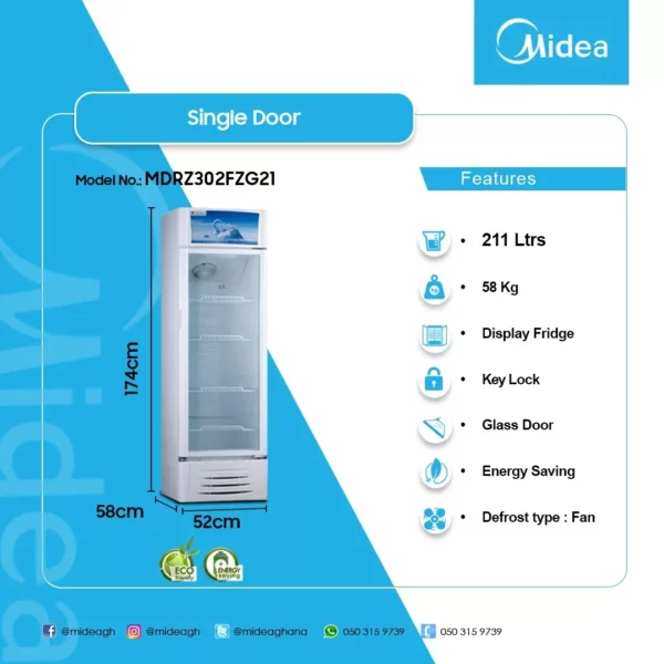 Midea 211Ltr Display Fridge - Image 2