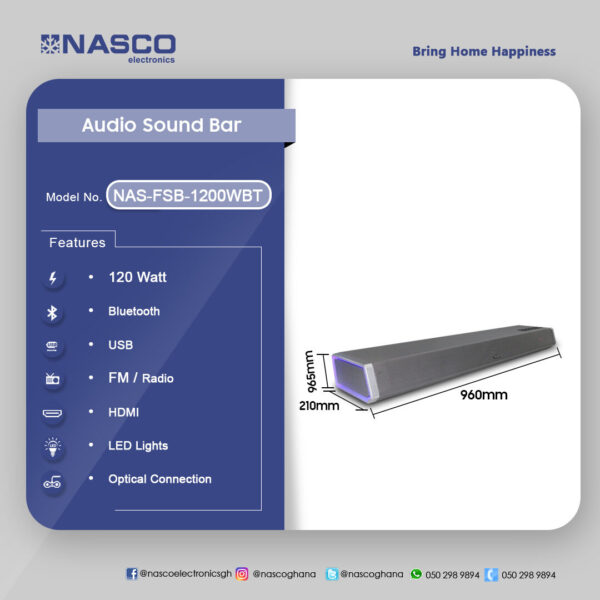 Nasco 120Watt Audio Sound Bar - Image 2