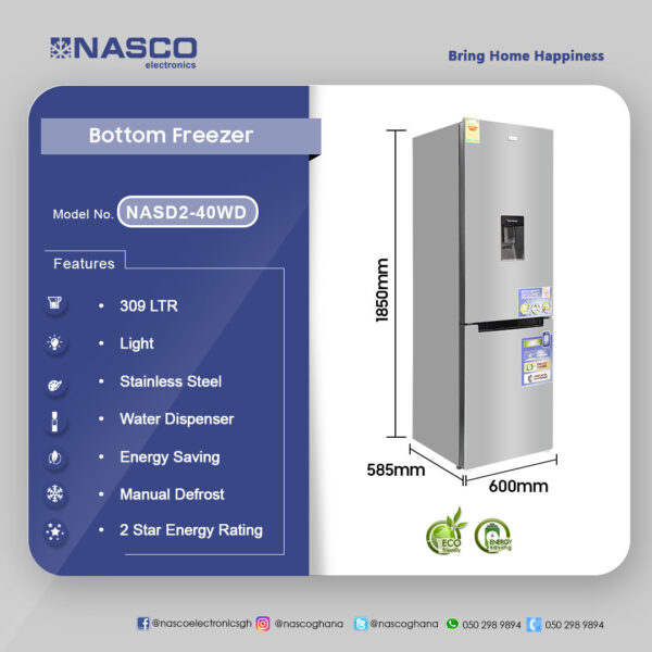 Nasco 307Ltr Bottom Freezer - Image 2