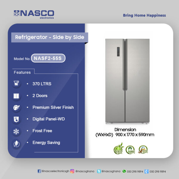 Nasco 370Ltr Side By Side Refrigerator - Image 2