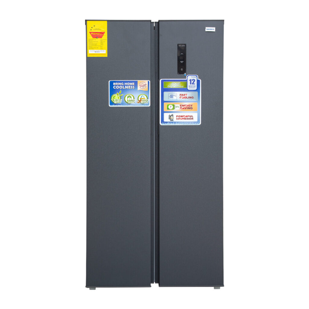 Nasco 400Ltrs Side By Side Refrigerator Metalic Silver 66.