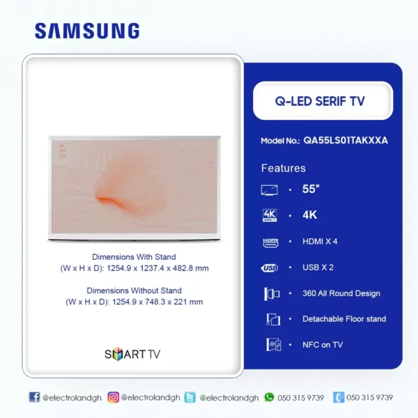 Samsung 55 Serif QLED 4K Tv - Image 2