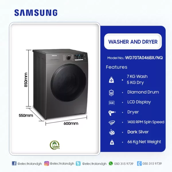 Samsung 7KG Wash And 5KG Dryer Washing Machine - Image 2