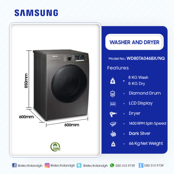 Samsung 8KG Wash And 5KG Dryer Washing Machine - Image 2