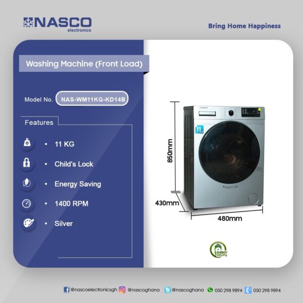 Nasco 11Kg Front Load Full Auto Washing Machine - Image 2