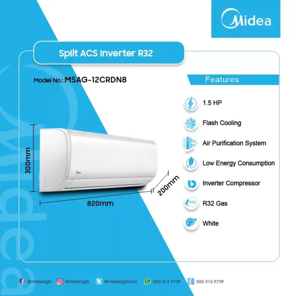 Midea Split Inverter R32 1.5Hp Ac - Image 2
