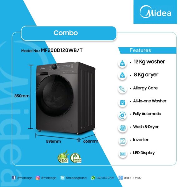 Midea 12kg Washer 8KG Dryer Combo Washing Machine - Image 2