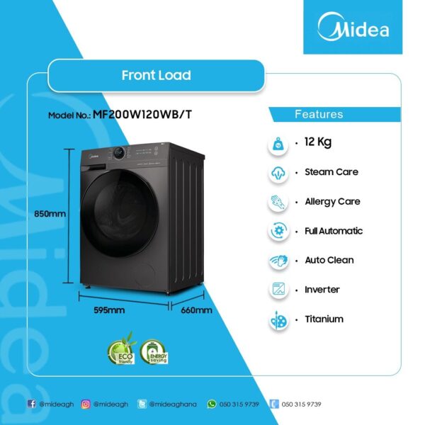 Midea 12KG Front Load Washing Machine - Image 2