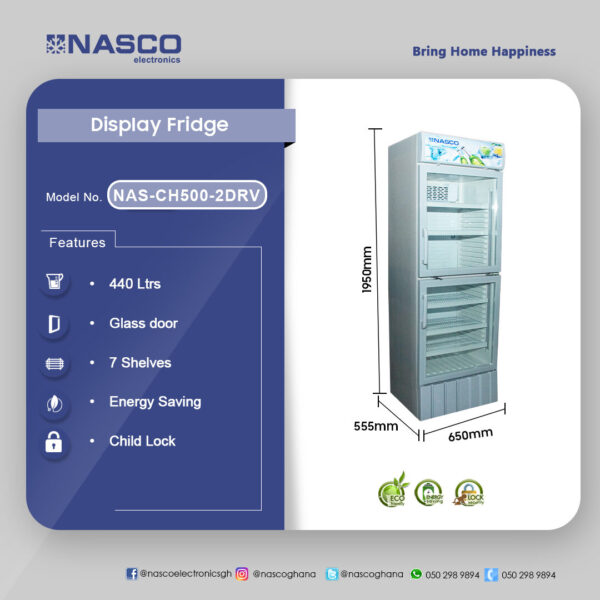 Nasco 440Ltr Double Door Display Fridge - Image 2