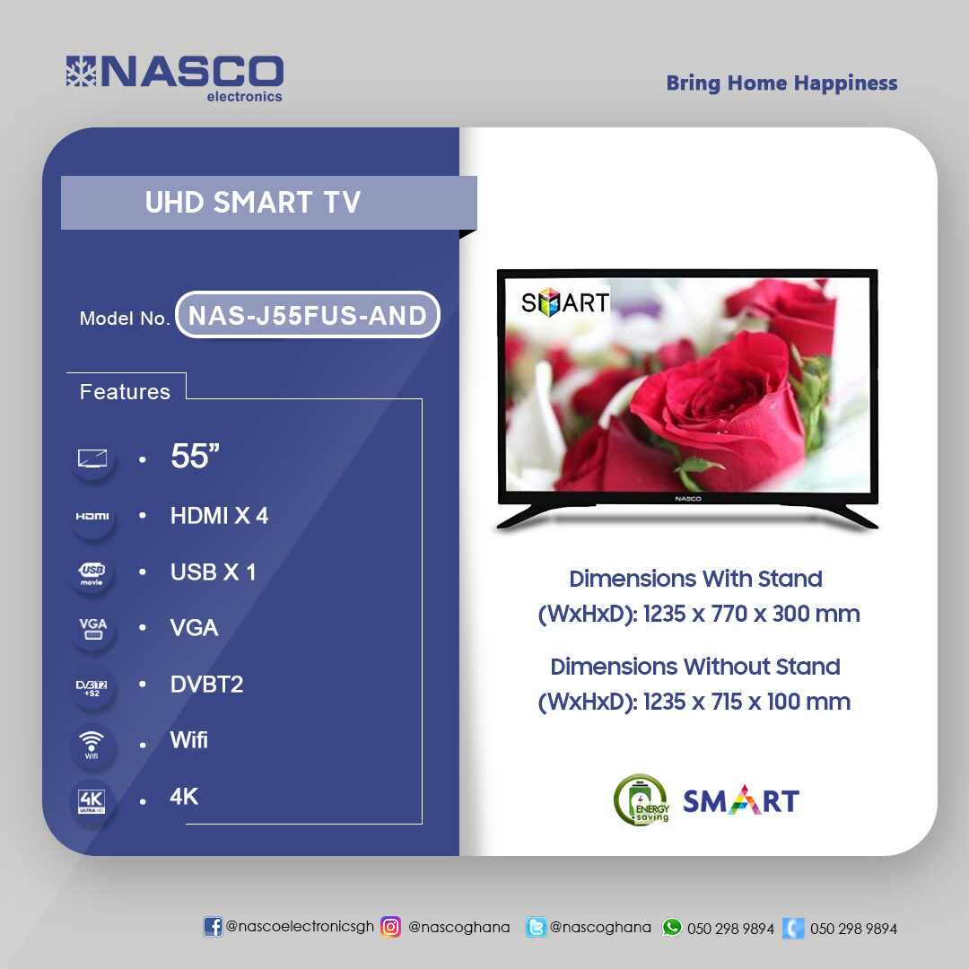 Nasco 55 UHD 4K Digital Satellite Smart Tv - Image 2