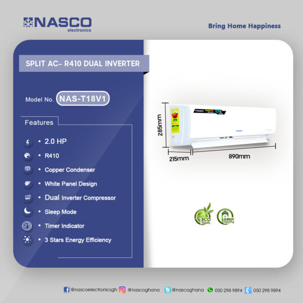 Nasco 2.0Hp R410 Split Dual Inverter Air Conditioner - Image 2