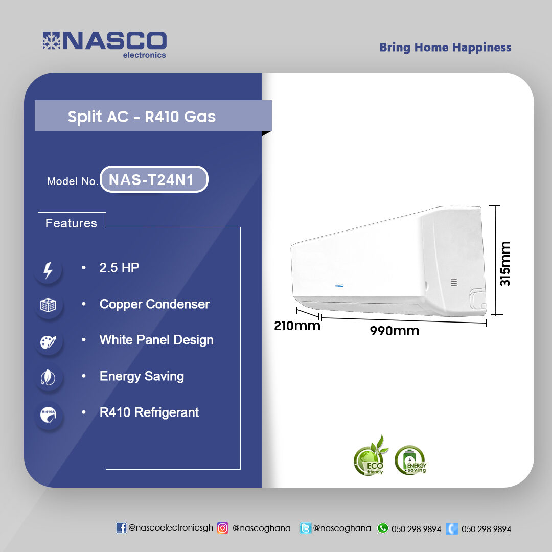 Nasco 2.5Hp R410 Split Air Conditioner - Image 2