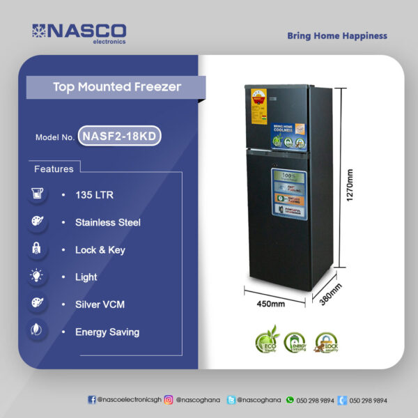 Nasco 135Ltr Top Mount Refrigerator - Image 2