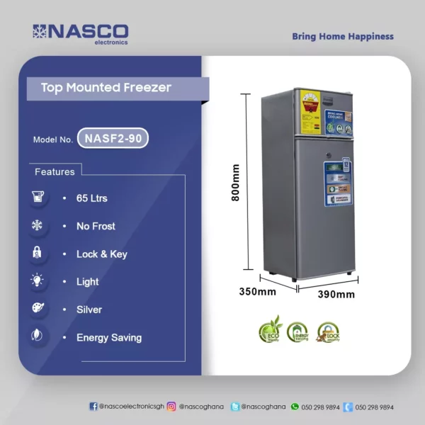 Nasco 65Ltr Top Frezzer Refrigerator - Image 2