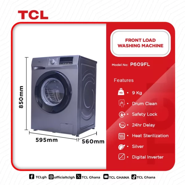 TCL Front Load 9Kg Washing Machine - Image 2