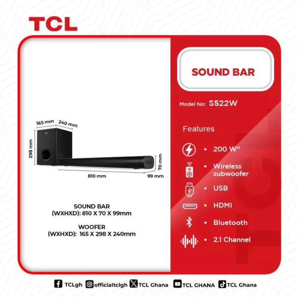 TCL Audio Sound Bar 200W - Image 2