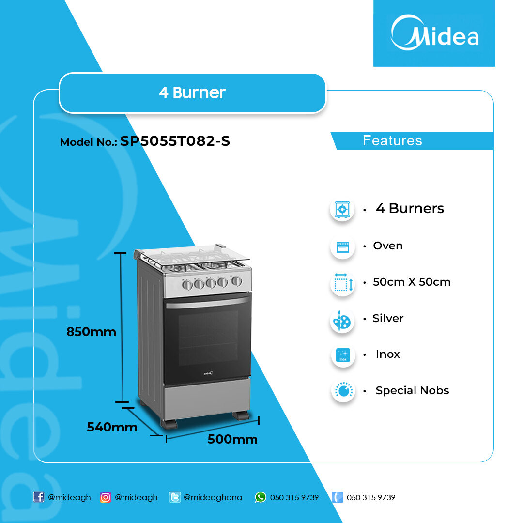 Midea 4 Burner Gas Cooker Mirror - Image 2
