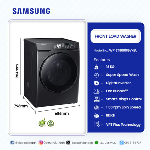 Samsung 18KG Front Load Full Auto Washing Machine - Image 2