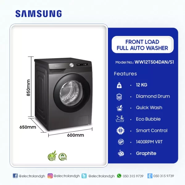 Samsung 12KG Front Load Full Auto Washer - Image 2