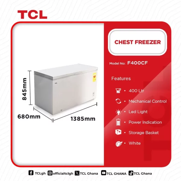 TCL Chest Frezzer 400Ltrs - Image 2