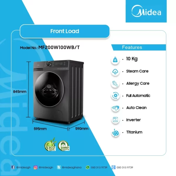 Midea 10KG Front Load Washing Machine - Image 2