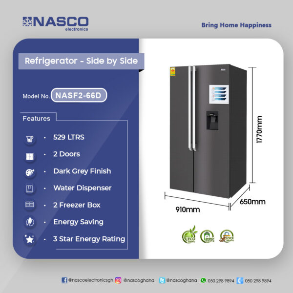 Nasco 529Ltrs Side By Side Refrigerator - Image 2